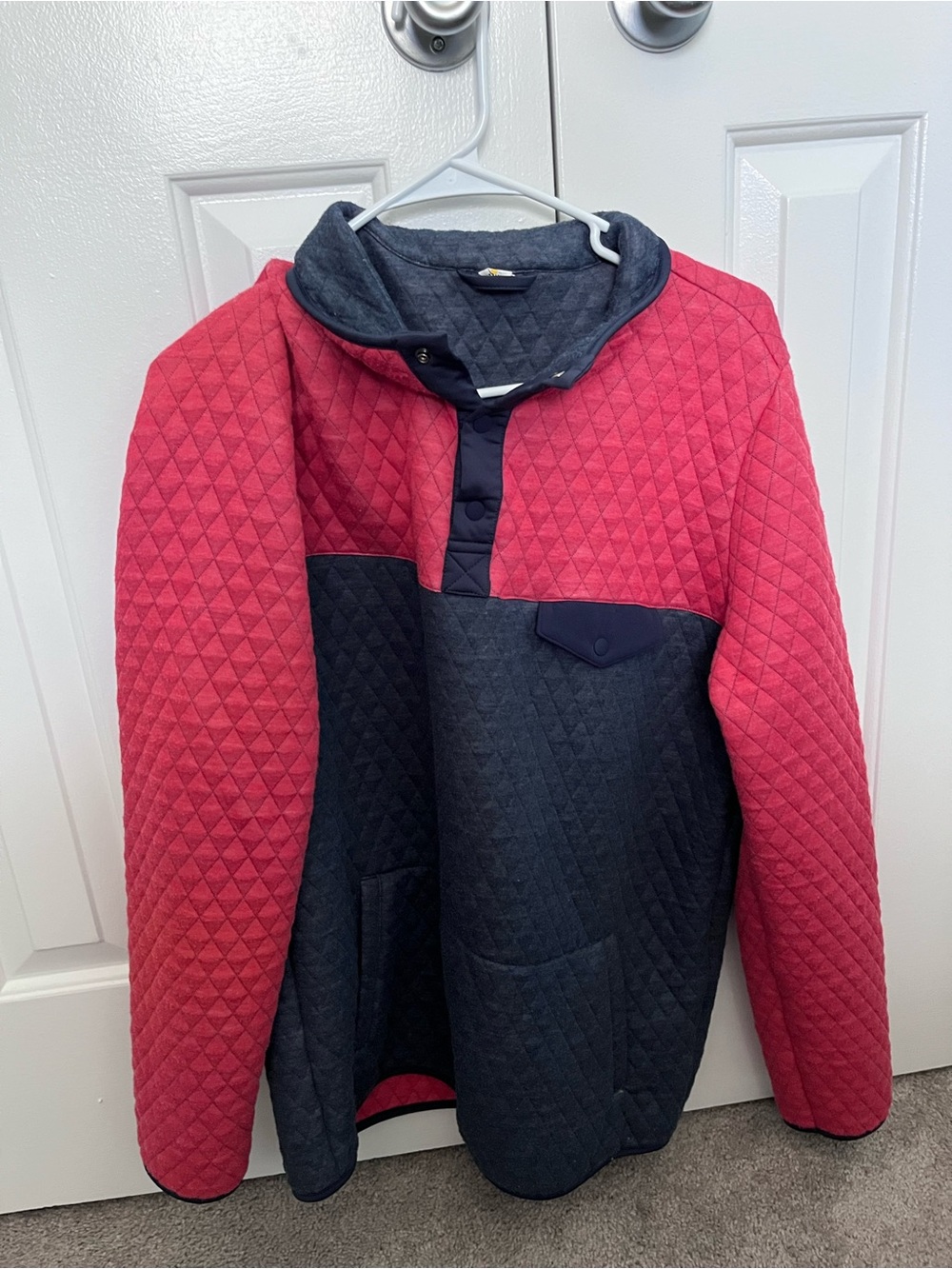 Red/Blue Marine Layer Men’s Medium Waffle 1/4 button pullover jacket sweater
